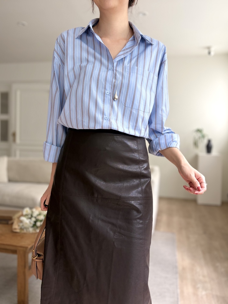 Striped Oversize Shirt (Blue)