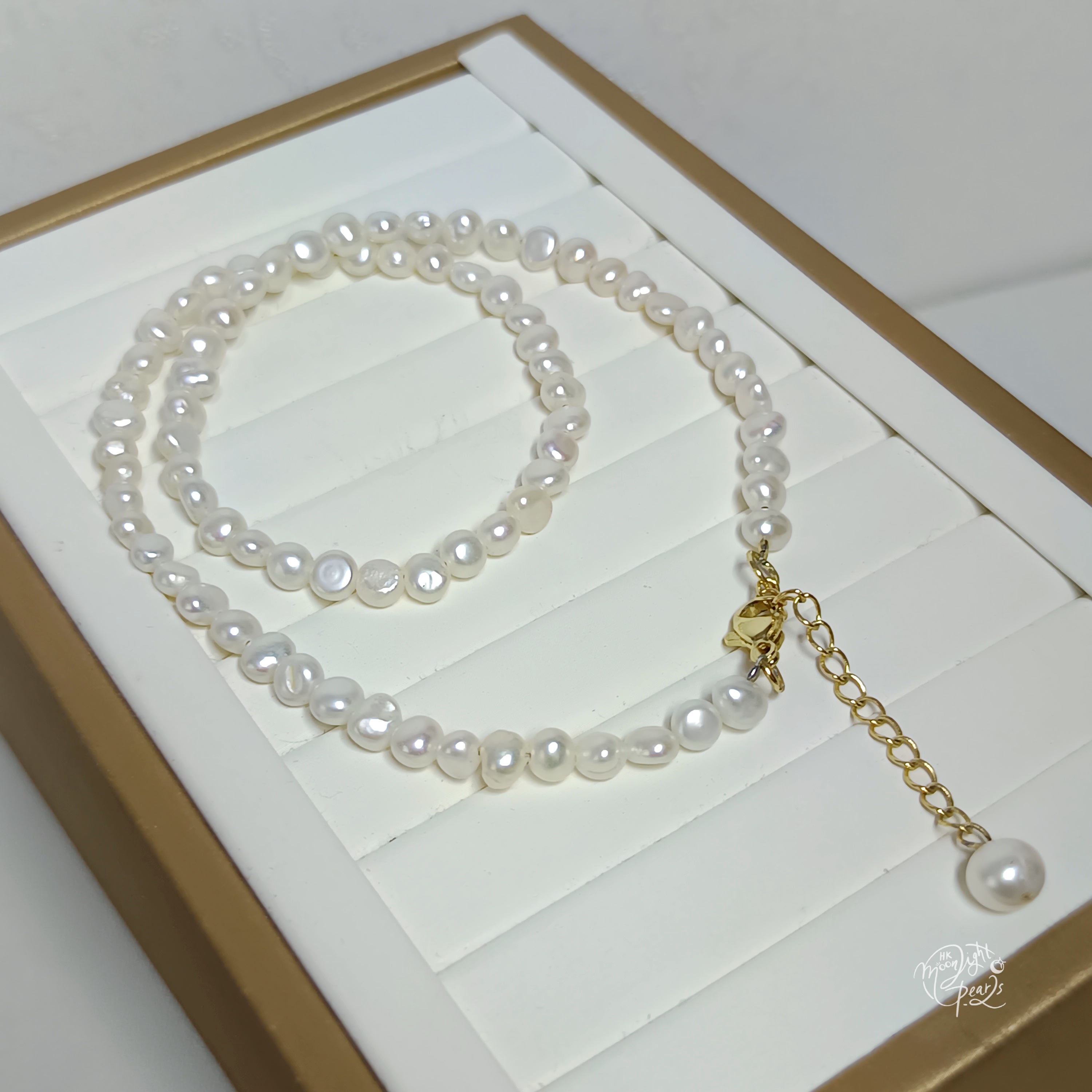 淡水巴洛克珍珠時尚注金尾鍊扣鎖骨項鍊