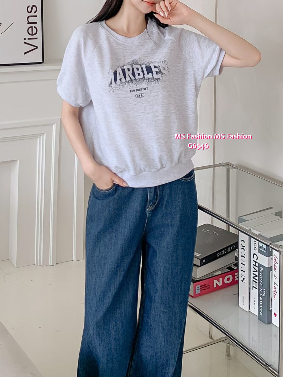 G6546 拼色字母top