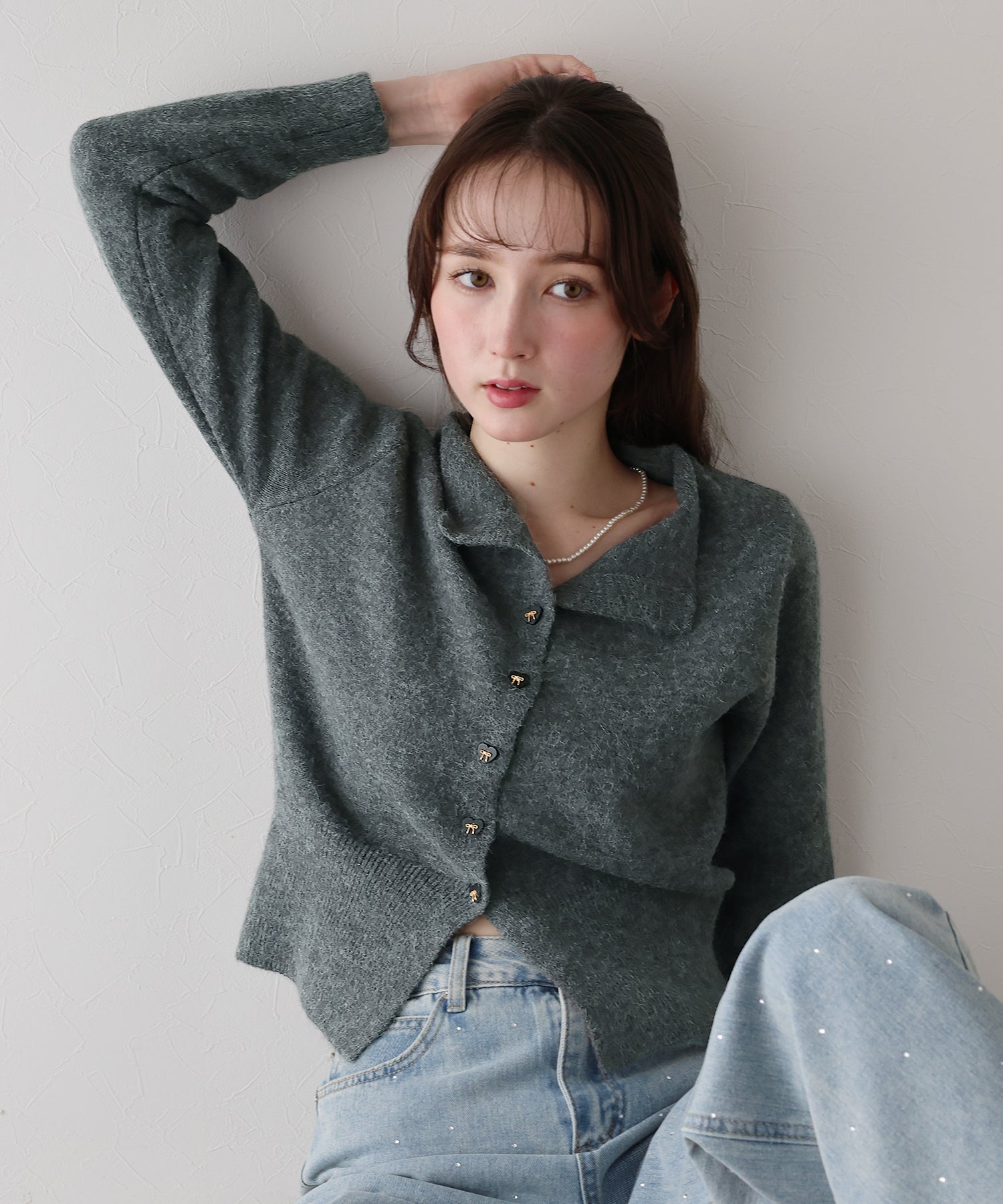 <JP> Soft Heart Bowknot Polo Knit * 4色入 <預購>