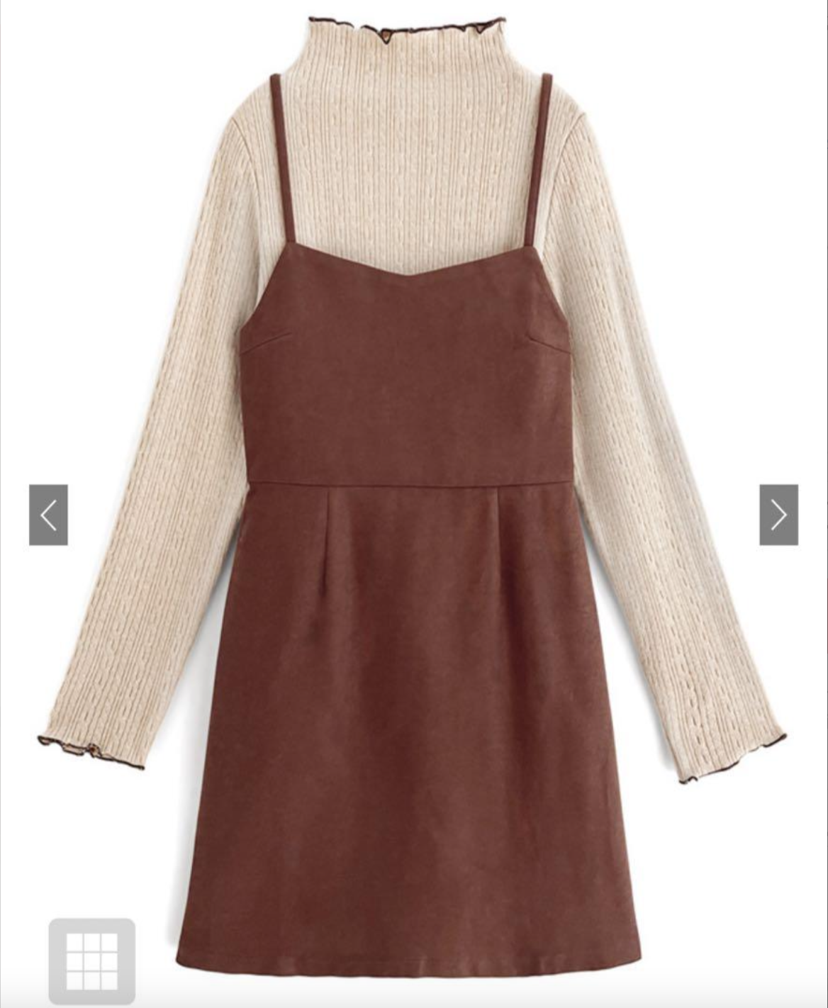 一SET兩件～<限量現貨> 木耳邊Knit Top + 細帶OPS SET