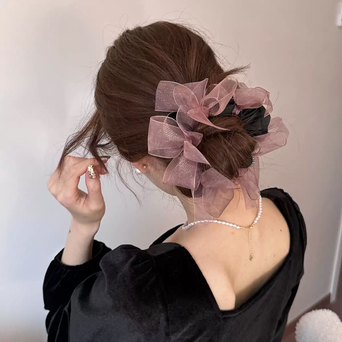 超仙蓬松网纱蝴蝶结发圈