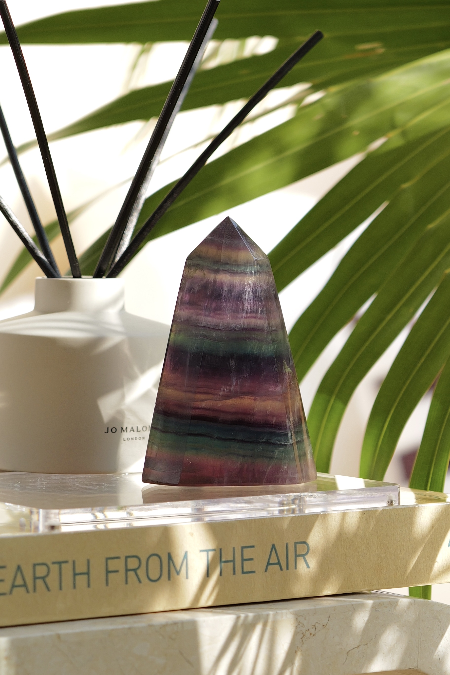 ༒12.8cm彩螢石千層紋塔尖六角柱༒ FL.390AH26JG7AA*106M