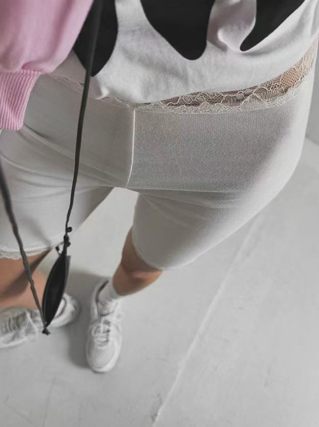 LACE-TRIM BIKER SHORTS