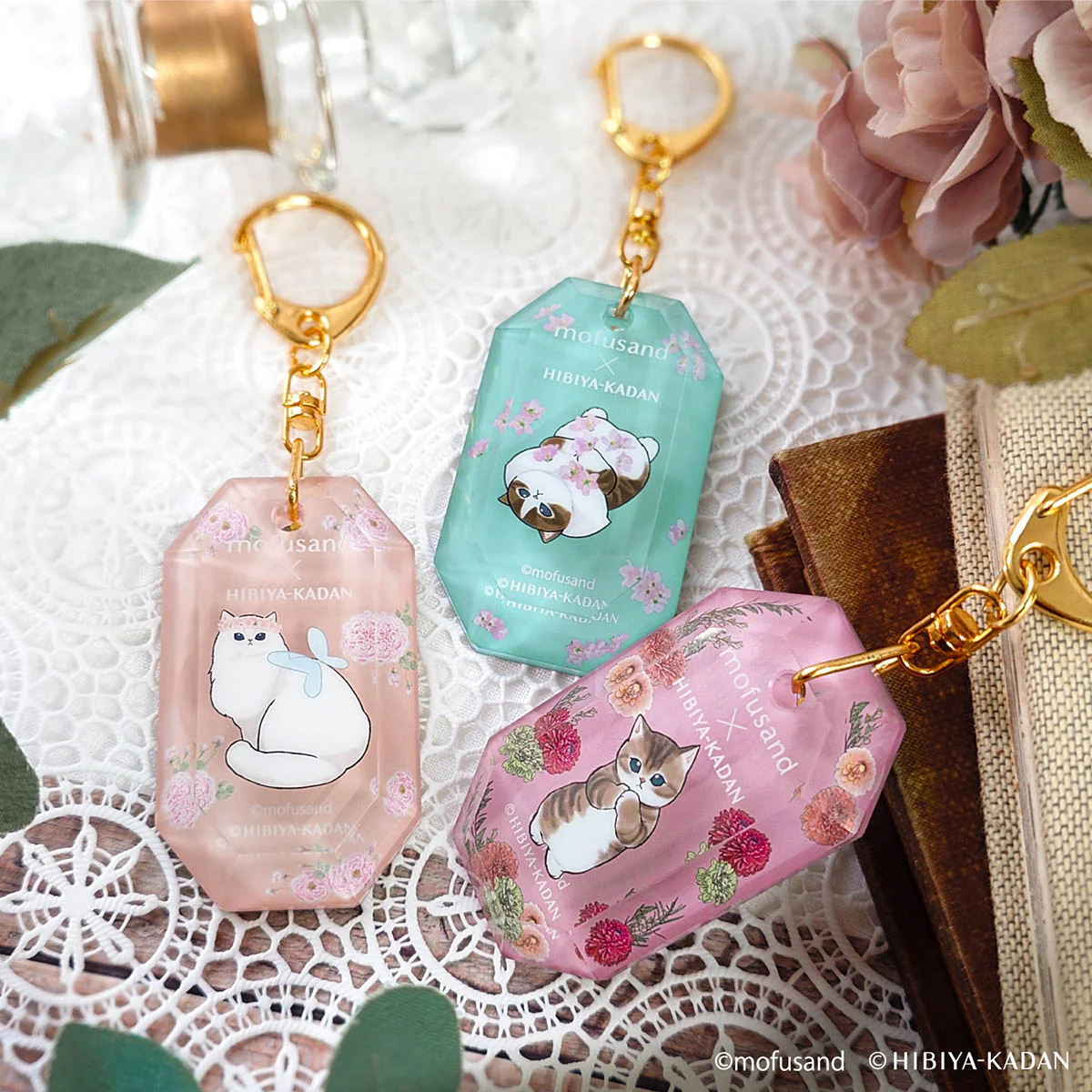 ✈️日本直送🇯🇵預訂🛍日本Mofusand ×日比谷花壇 - 貓貓水晶掛飾（ 玫瑰 / 櫻花 / 大麗花 ）