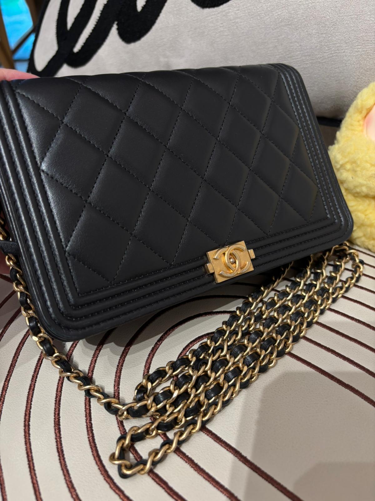 Chanel Boy Wallet On Chain woc 100%Authentic, 90%New ✅26Card✅Dust bag