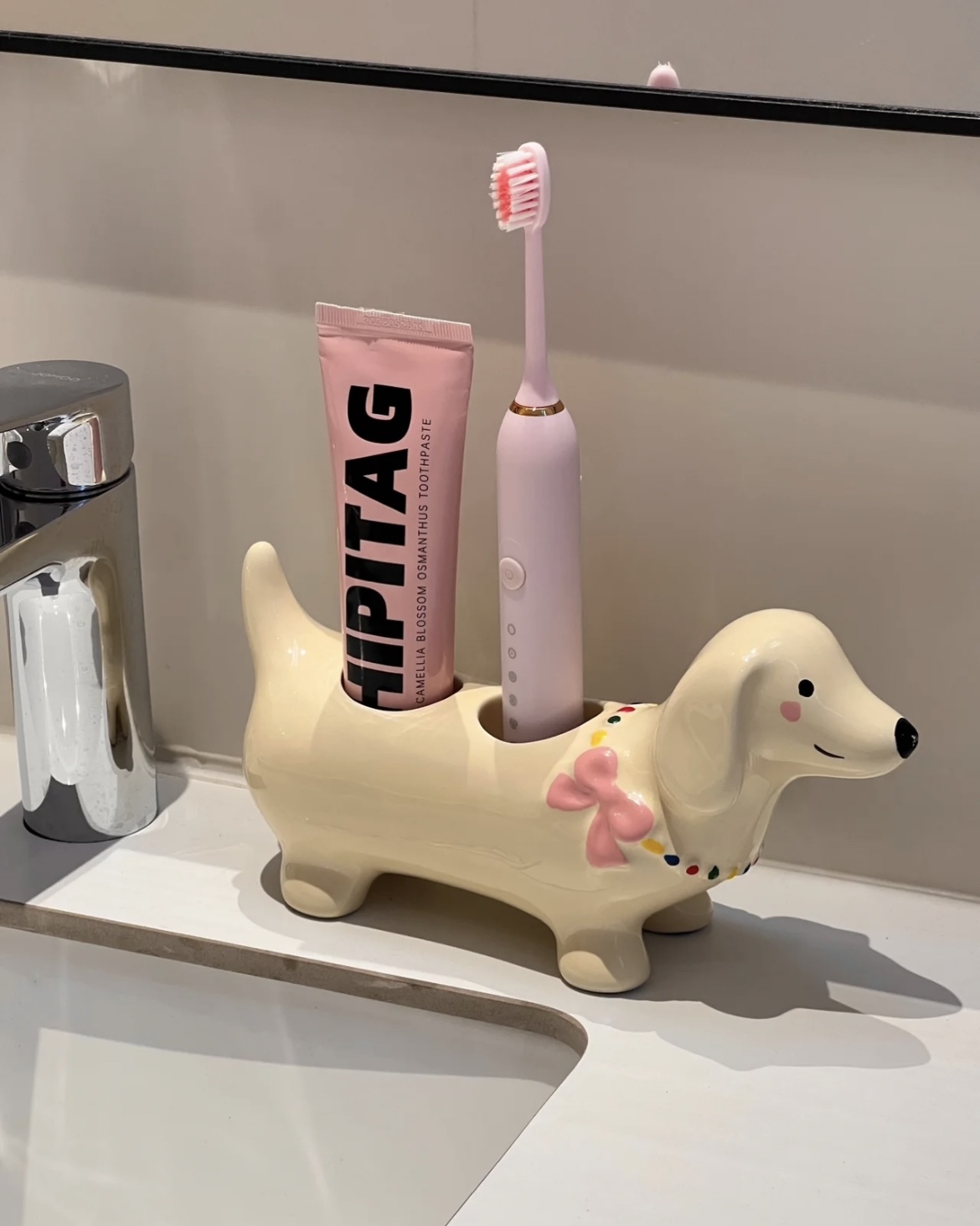 可愛臘腸狗牙刷架