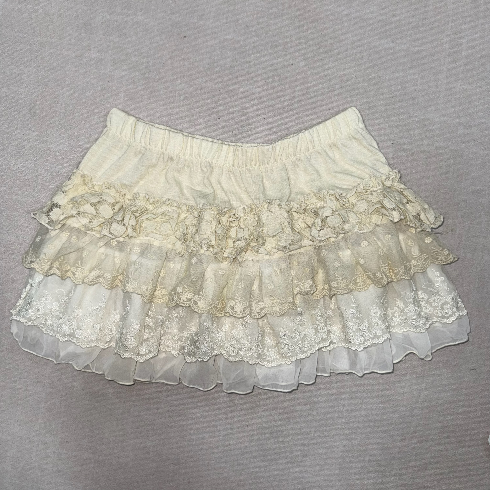 Cream Ruffle Mini Skirt