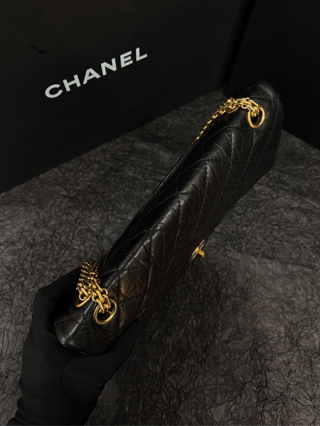 【預訂貨品】Chanel  2.55黑金腋下包