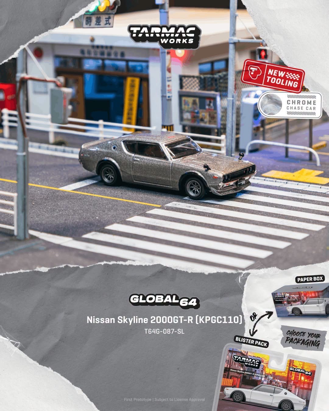 （預訂 Pre Order) Tarmac Works  ( T64G-087-SL ) Nissan Skyline 2000GT-R (KPGC110) Silver