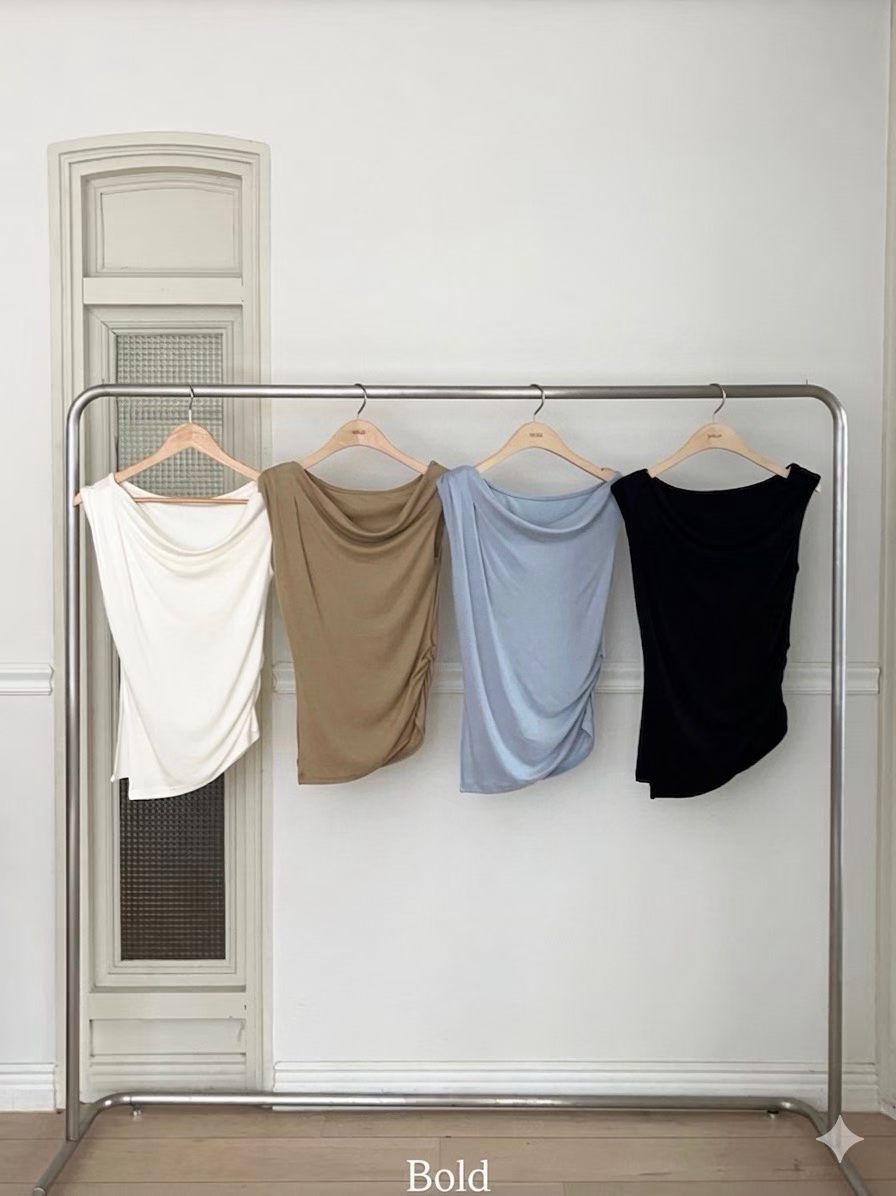 B9 圓領口抓皺柔滑背心