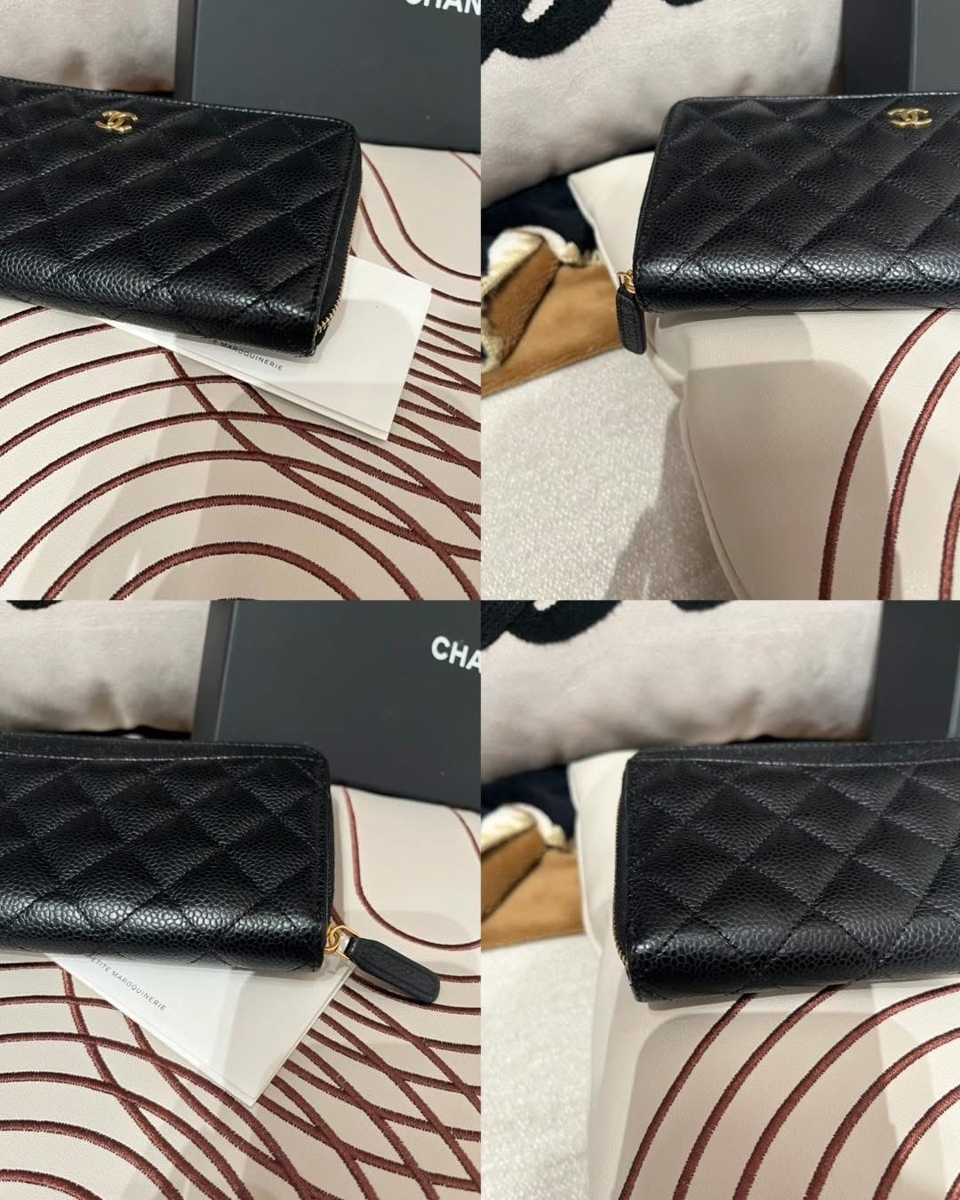 Chanel Zip Long wallet 黑色荔枝牛皮金扣 拉鍊長銀包 100%Authentic,98%new ✅chip✅防塵袋✅box