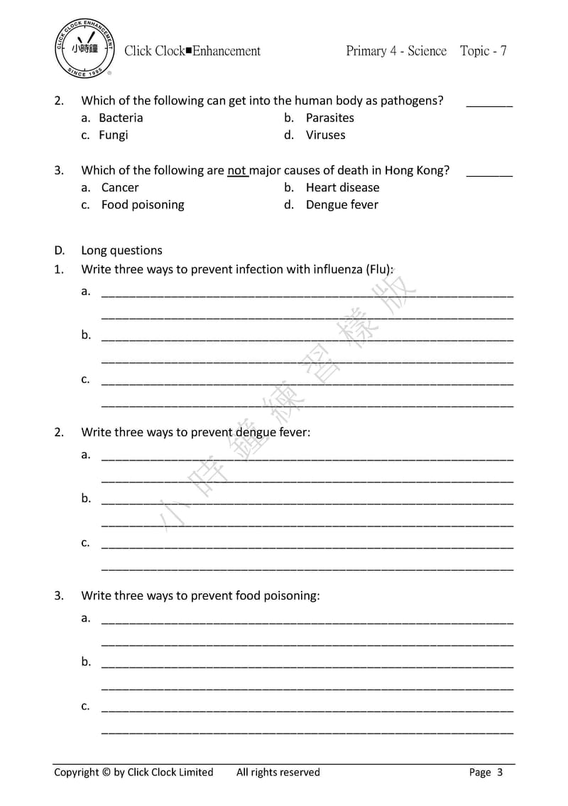  模擬試卷 (四年級)