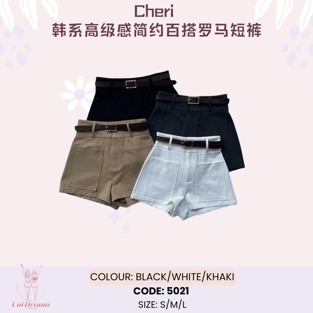 5021 Cheri韩系高级感简约百搭罗马短裤