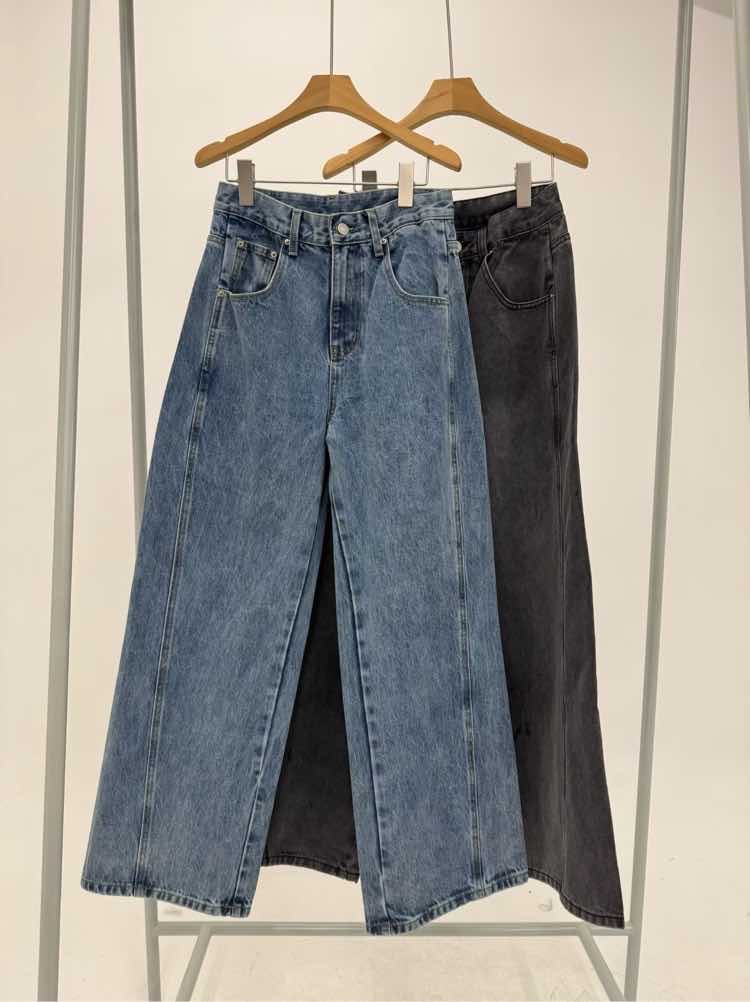 221046 洗水直腳牛仔褲