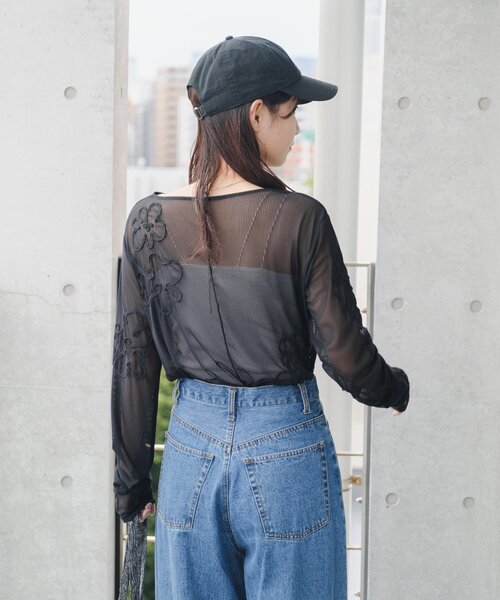 花花刺繡薄紗上衣【JT025】