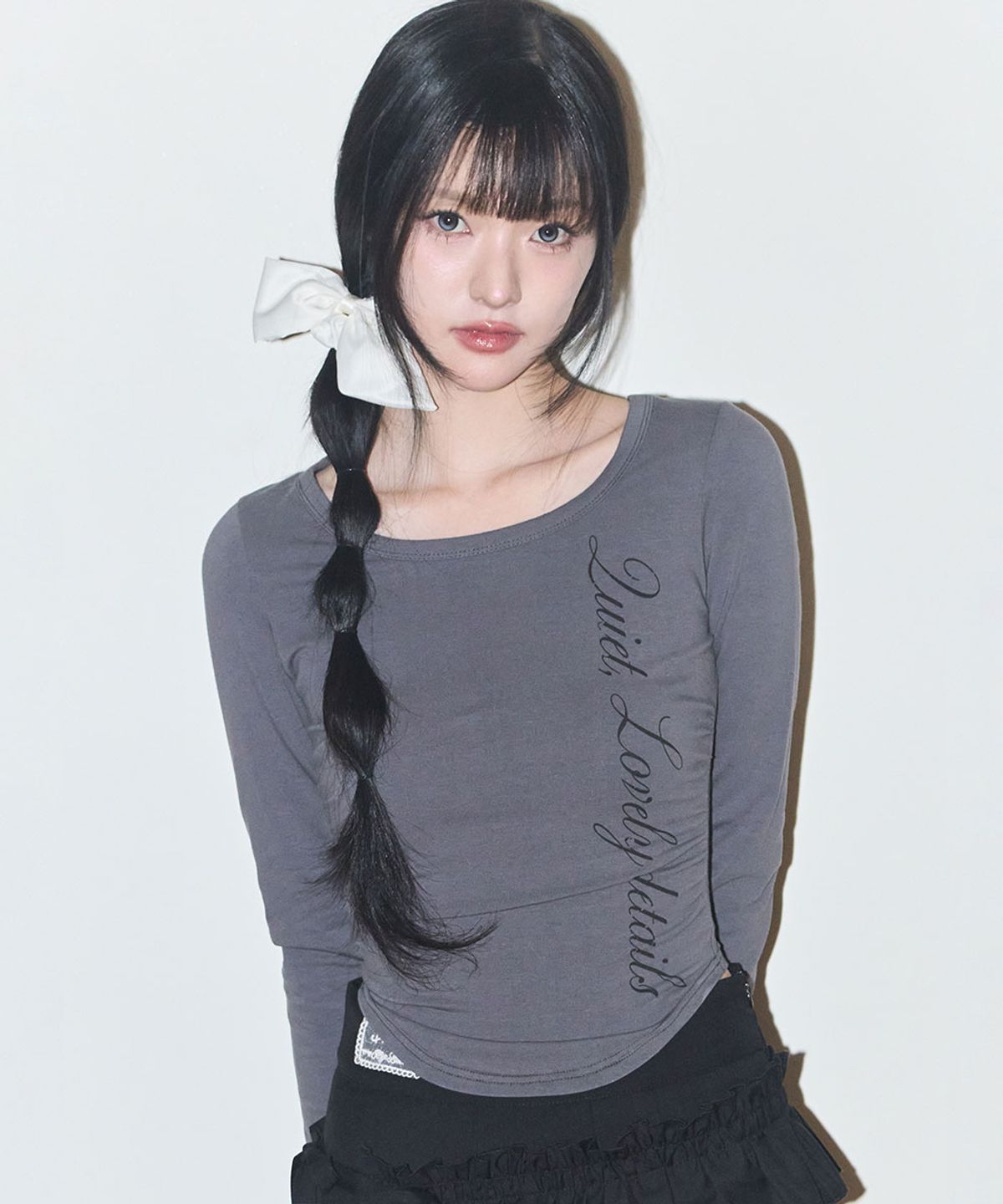 🇰🇷訂購｜ILLIGO 26SS｜Lettering Slim Shirred Long Sleeve 3色 