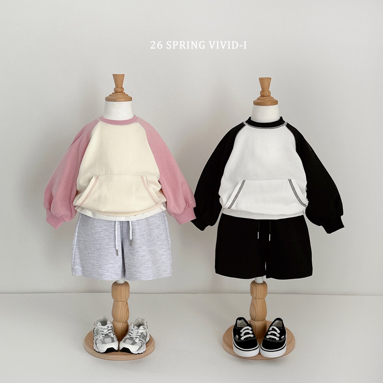 🌸預訂 韓國直送🌸🇰🇷VIVIDI三色拼色袖寬鬆袋鼠口袋衛衣