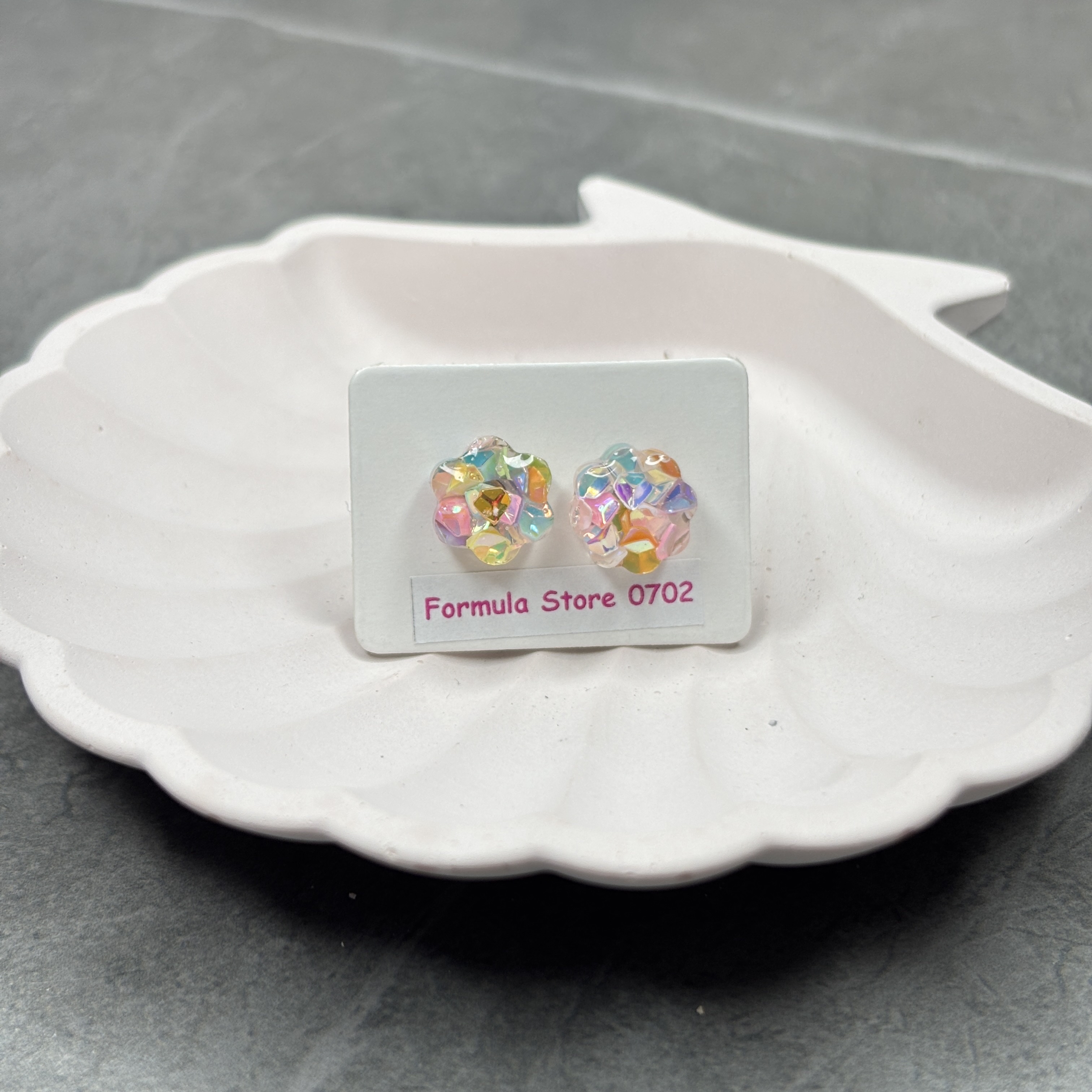 貓咪造型耳環－花花款－閃亮花朵圖案