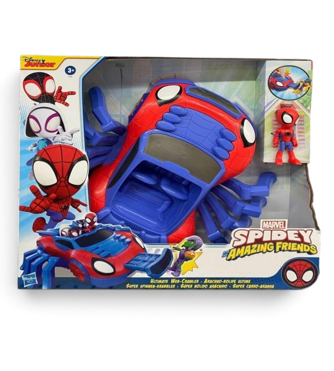 正版 Marvel Spidey and His Amazing Friends 蜘蛛俠 Ultimate Web-Crawler 大型蜘蛛車玩具連公仔 Q版蜘蛛俠玩具
