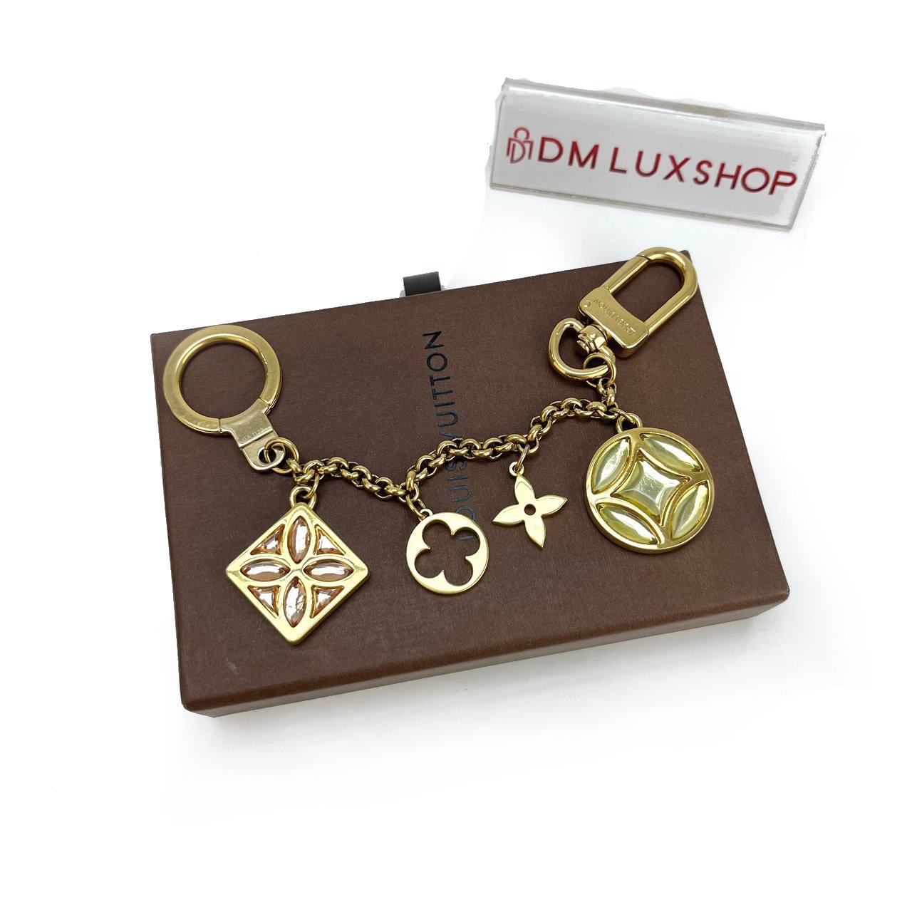 LV Fluer De Monogram Key Chain Charm GHW