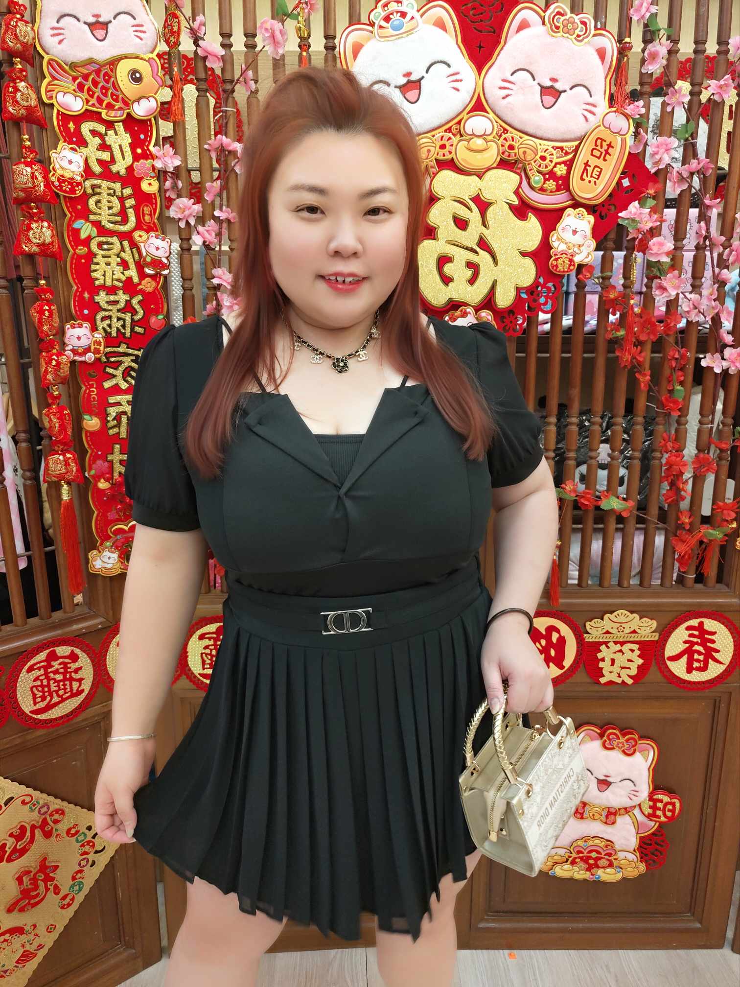 TW#5926 百褶拼金属配件设计裤裙