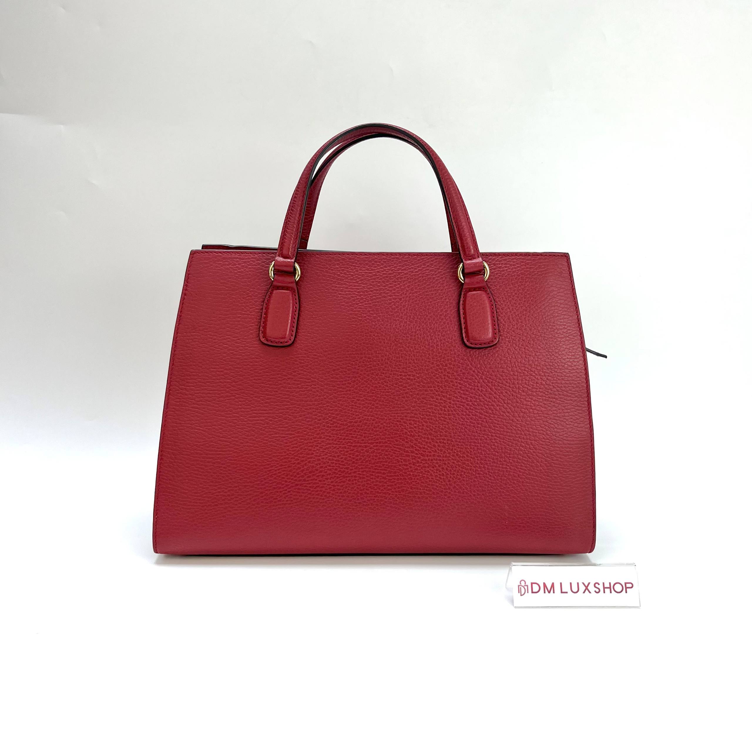 Gucci Red Interlocking GG Soho Top Handle Tote