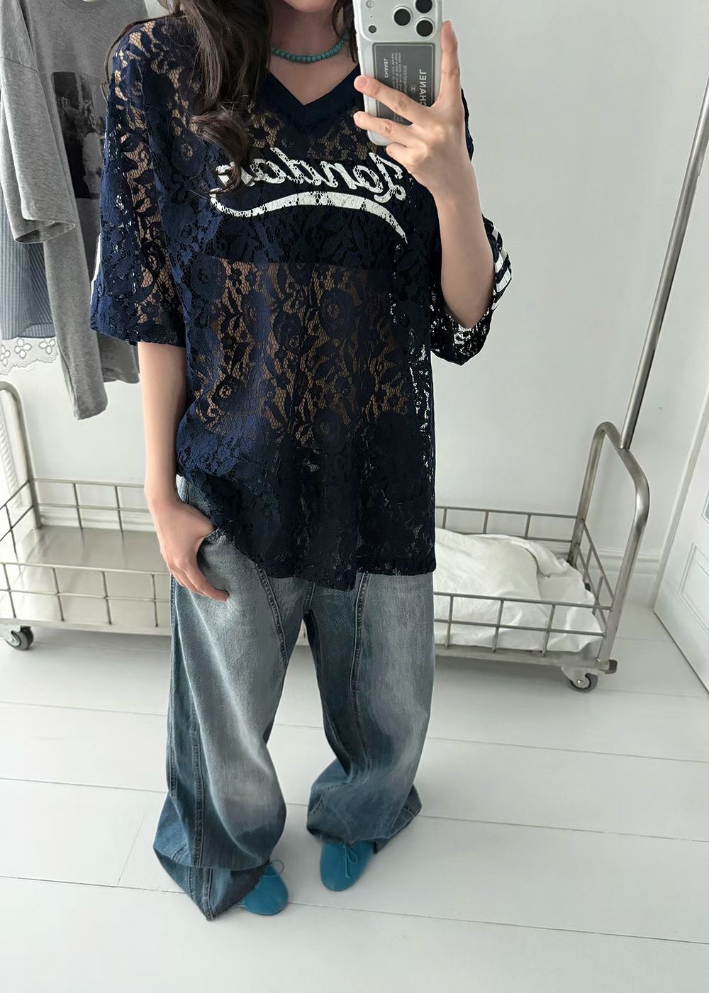 221294 V領Lace Tee