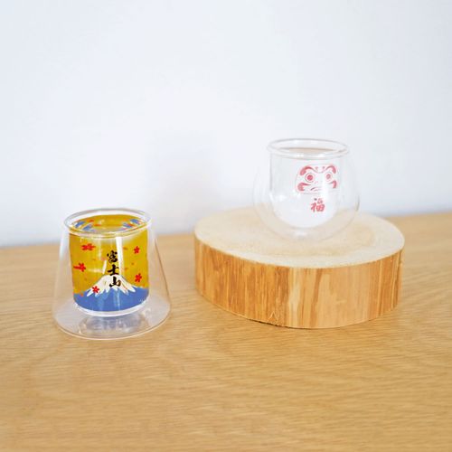 🆕【⭐訂購⭐】🇯🇵日本直送 🌀富士山🗻/達摩造型 雙層隔熱玻璃杯［2款選］ 🌀 [ELCD-0161][260402]