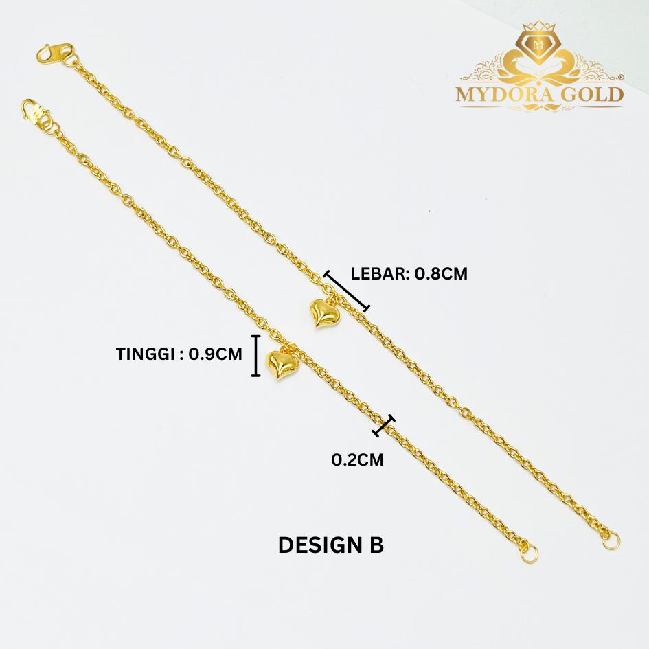 MYDORA Rantai Tangan Sauh + Mini Love | EMAS 916/22K