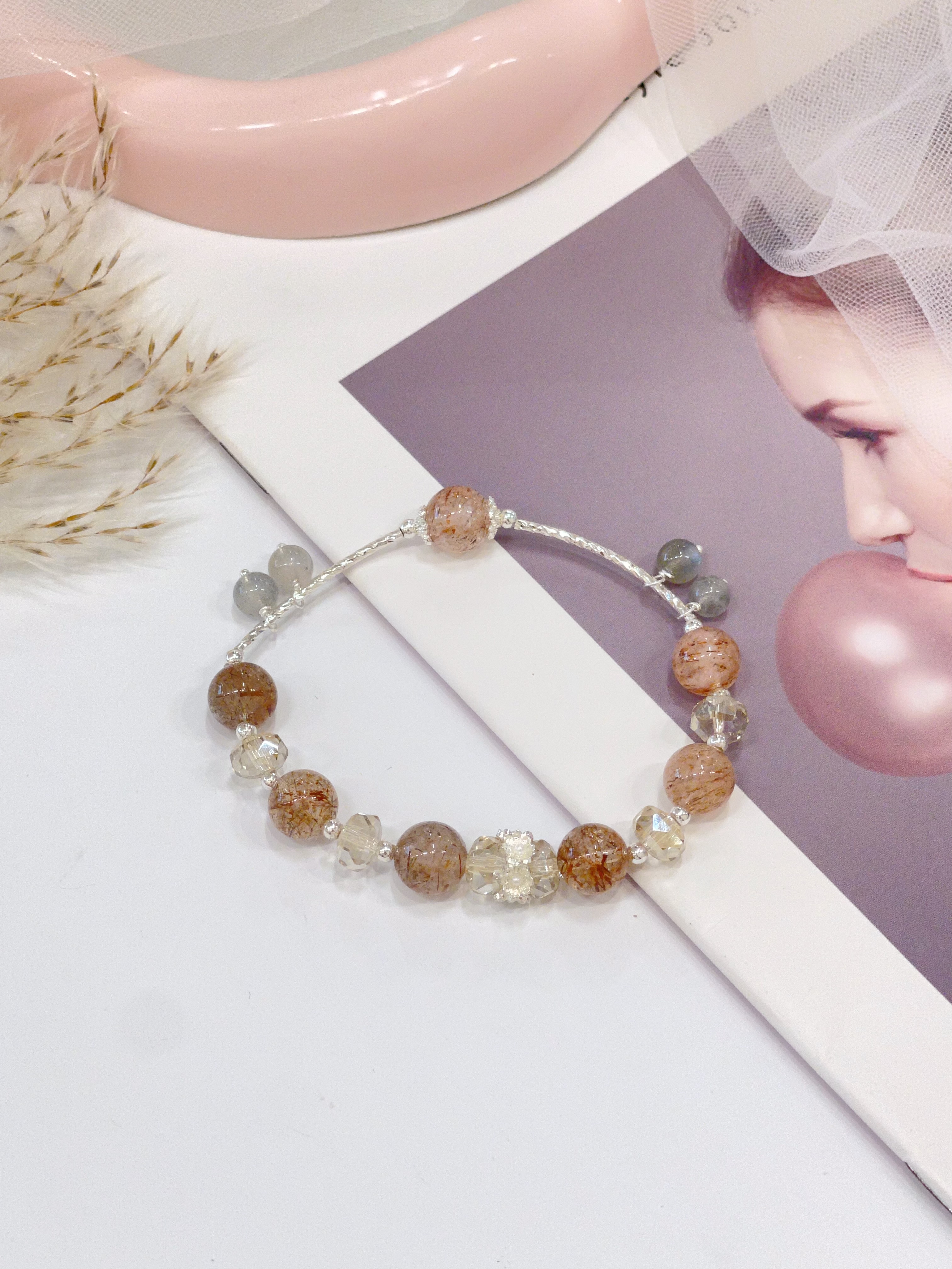 🌙 黑金超 × 月光石手串 Black Golden Super Seven & Moonstone