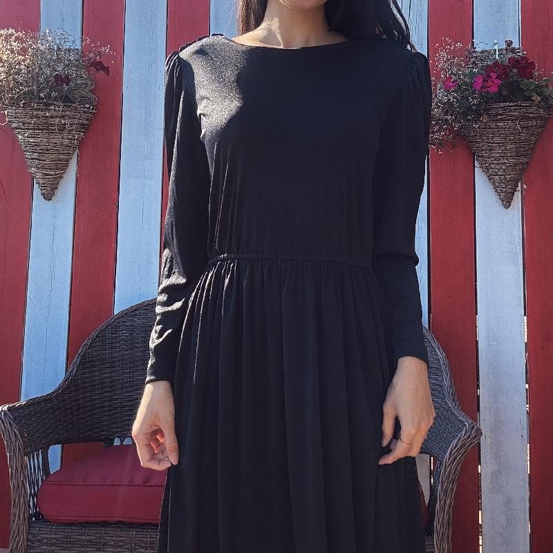 Vintage 1980s Little Black Dress with Back Drape Detail(MT2528)