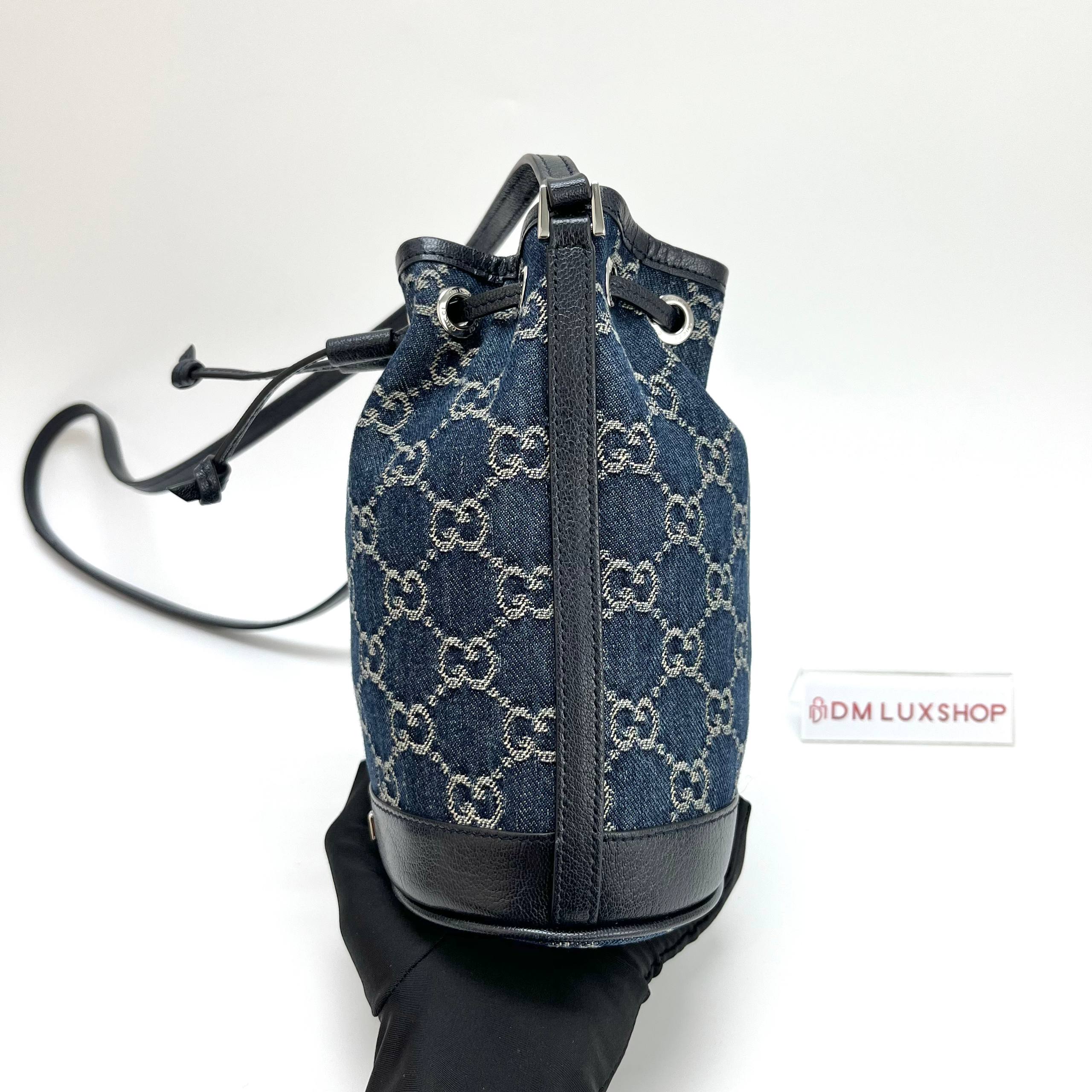 Gucci Blue Denim Mini Bucket Bag SHW
