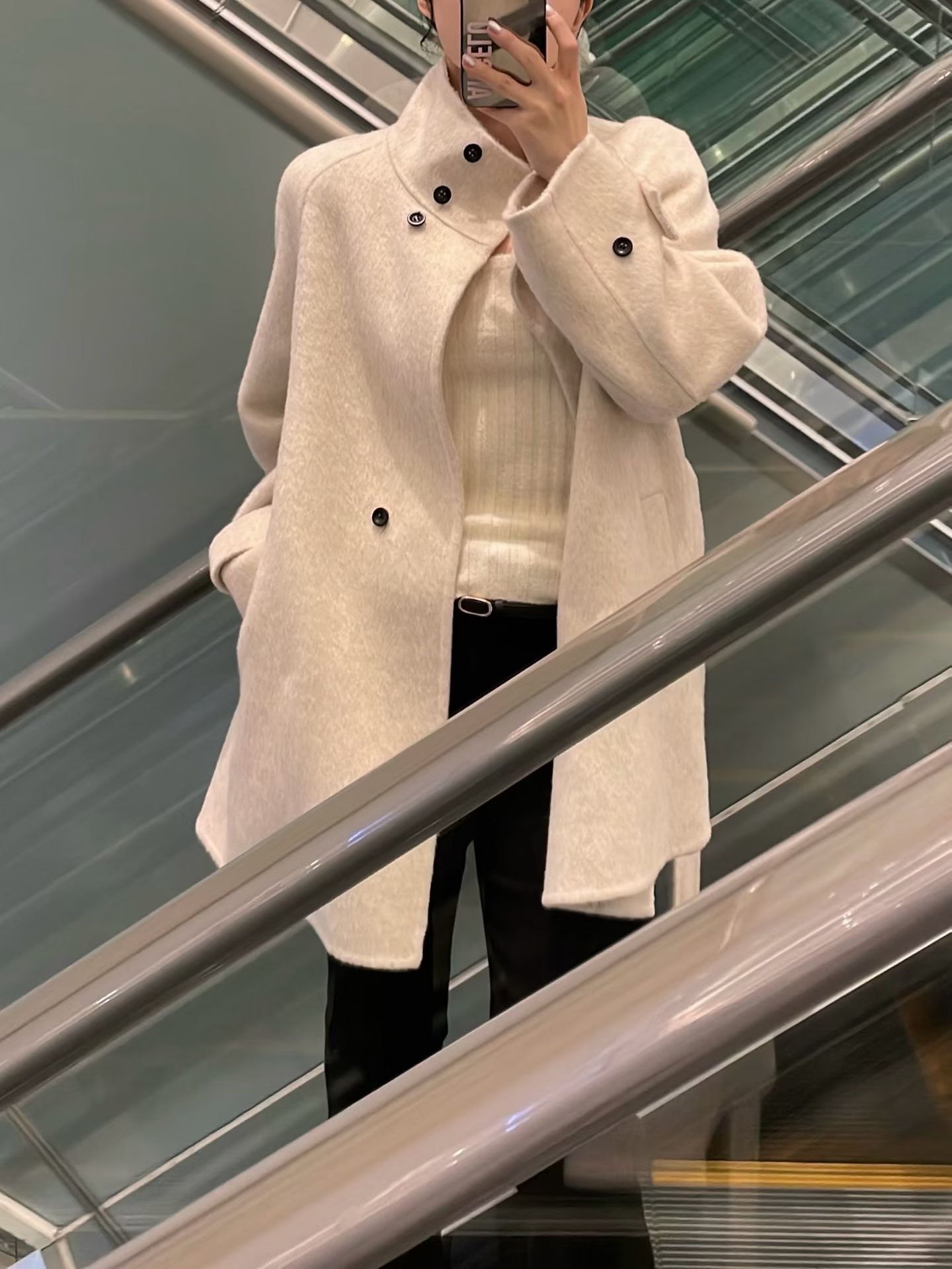 Premium wool cropped coat