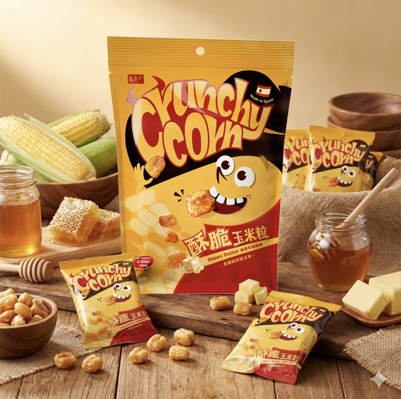 TA31【盛香珍】酥脆玉米粒-蜂蜜奶油風味(130g) 全素