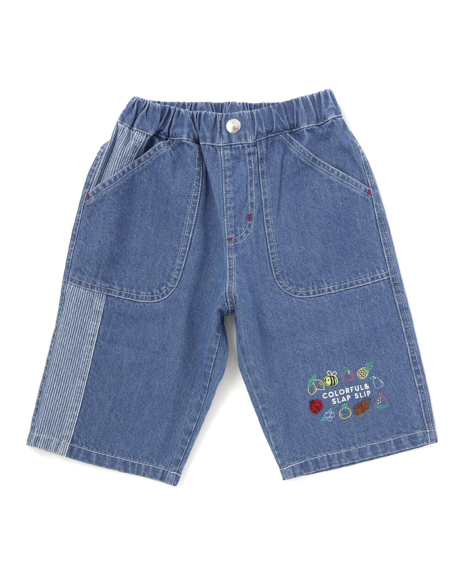 🆕【⭐訂購⭐】🌀 🇯🇵 日本直送🇯🇵 水果昆蟲圖案 拼接條紋 牛仔褲［2款選］🌀[ELDA-0051]