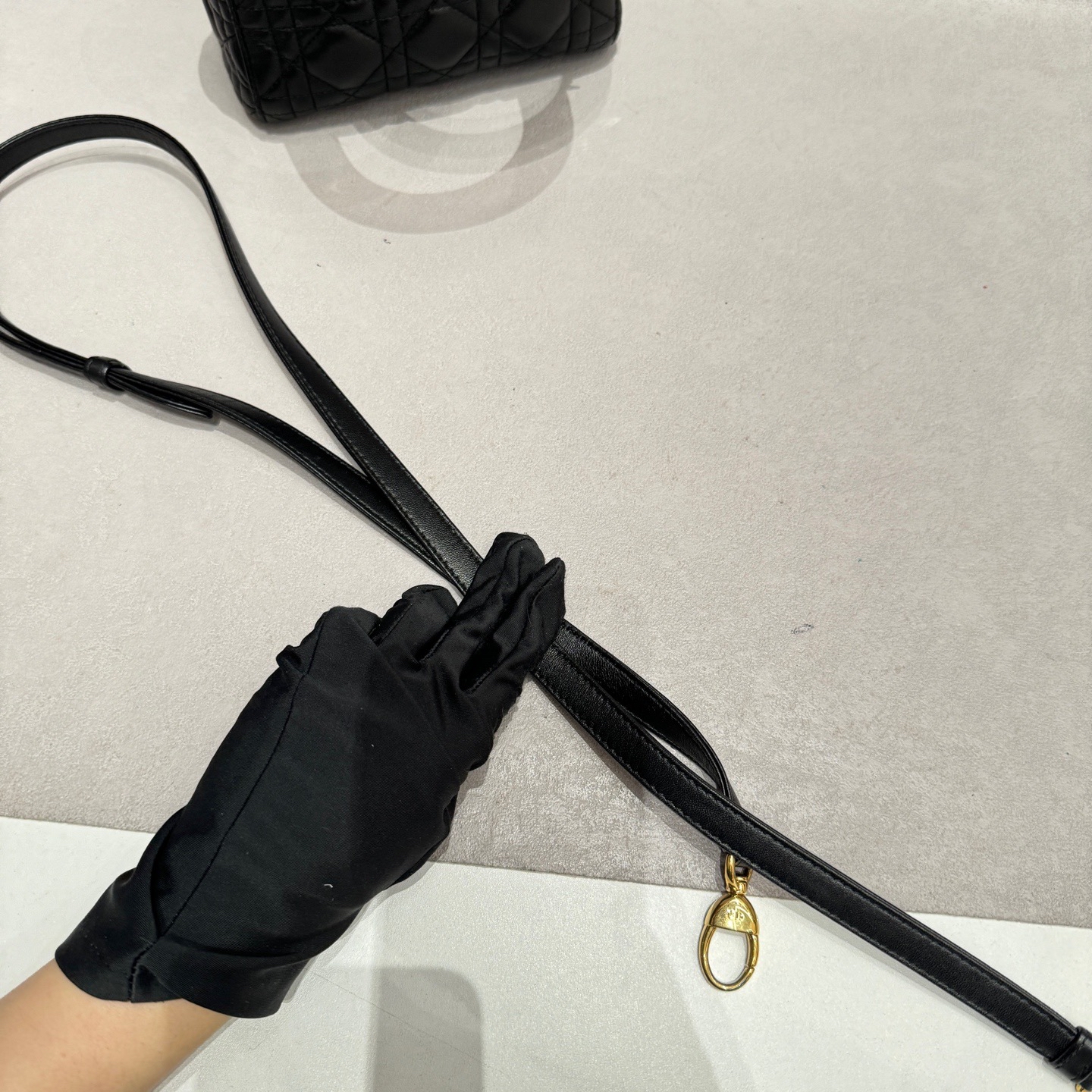 【預訂貨品】Dior Lady Dior三格黑金羊皮戴妃包