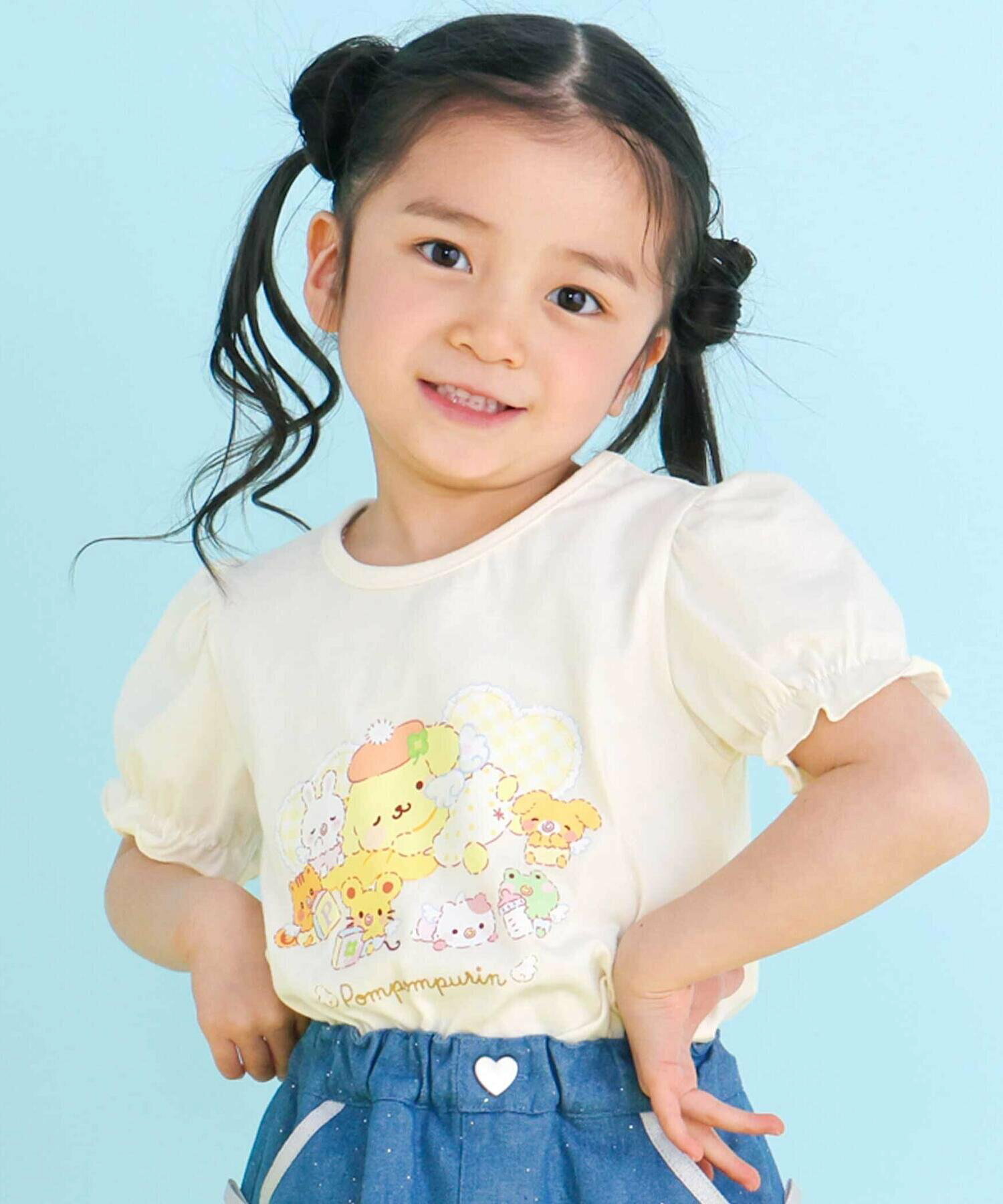 🆕【⭐訂購⭐】🇯🇵日本直送🌀#肉桂狗/ #布丁狗  泡泡袖印花TEE+格紋喇叭胸衣 兩件套🌀[ELBA-0161][260310]