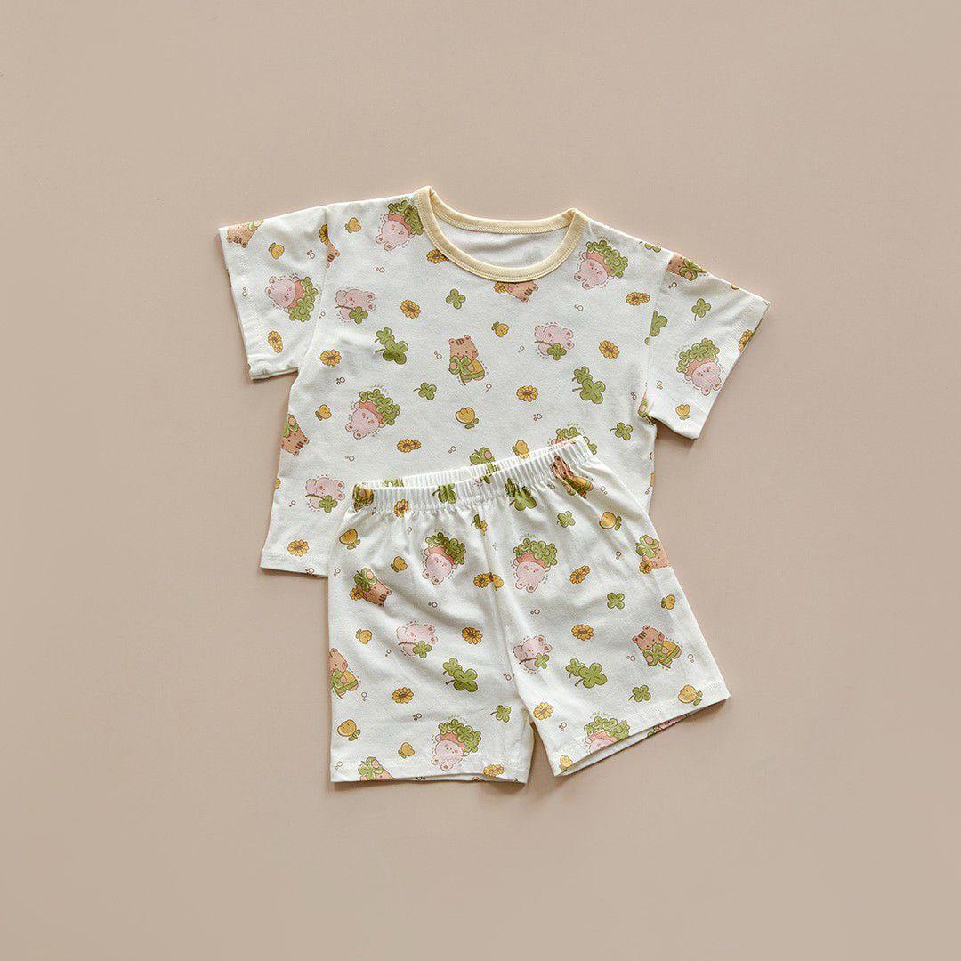 DTD夏日花草派對系列-莫代爾彈力5分袖上下套裝