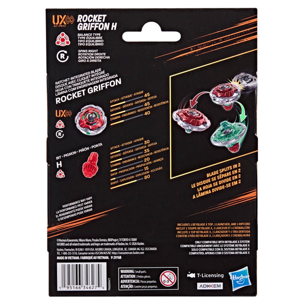 Pre Order 預訂 - (美版) 爆旋陀螺X BEYBLADE X UX-19 獅子彈 火箭獅鷲 分身陀螺 H軸 UX19 Rocket Griffon H Bit
