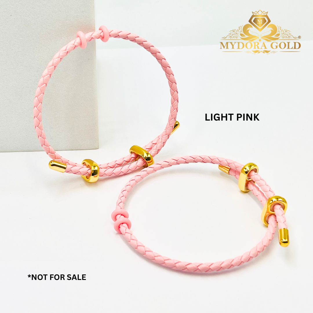 MYDORA Adjustable Leather Bracelet (Light Pink & Mint Green)