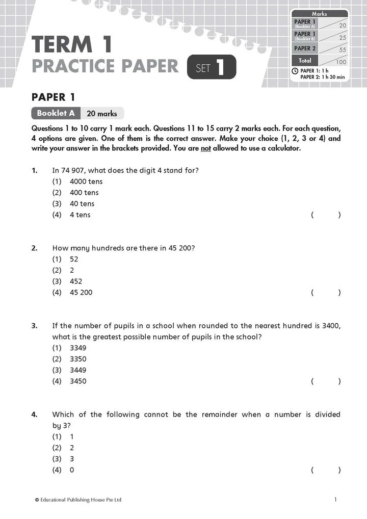 Primary 5 Top Mathematics Practice Papers