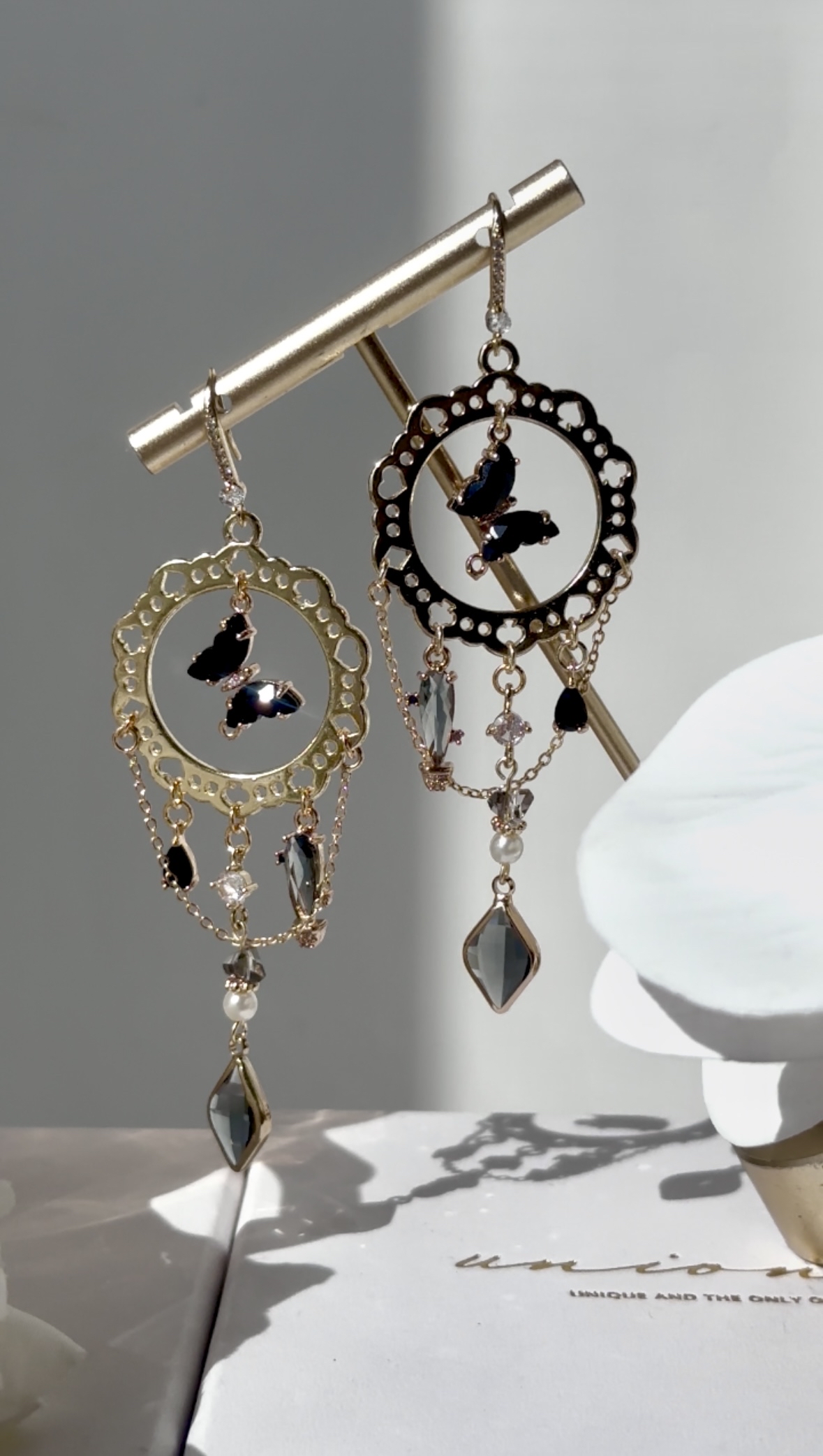 黑蝴蝶晶耳環🦋