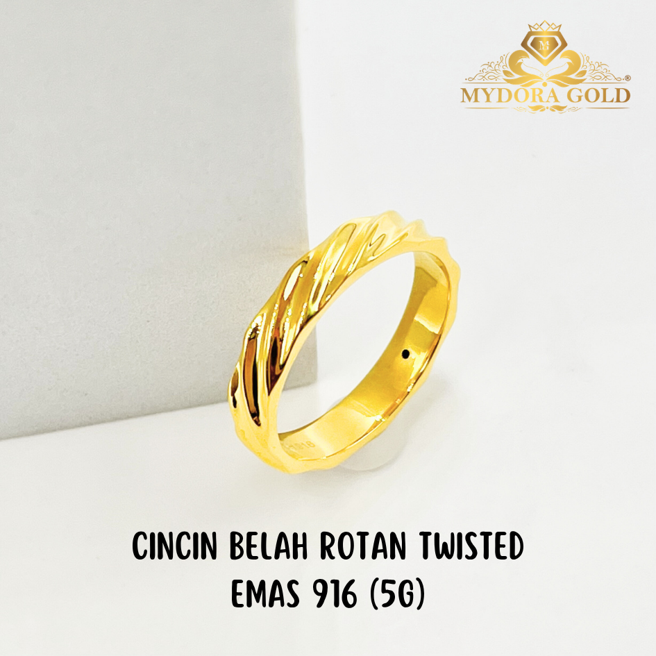 MYDORA Cincin Belah Rotan Twisted (5G) l EMAS 916/22K