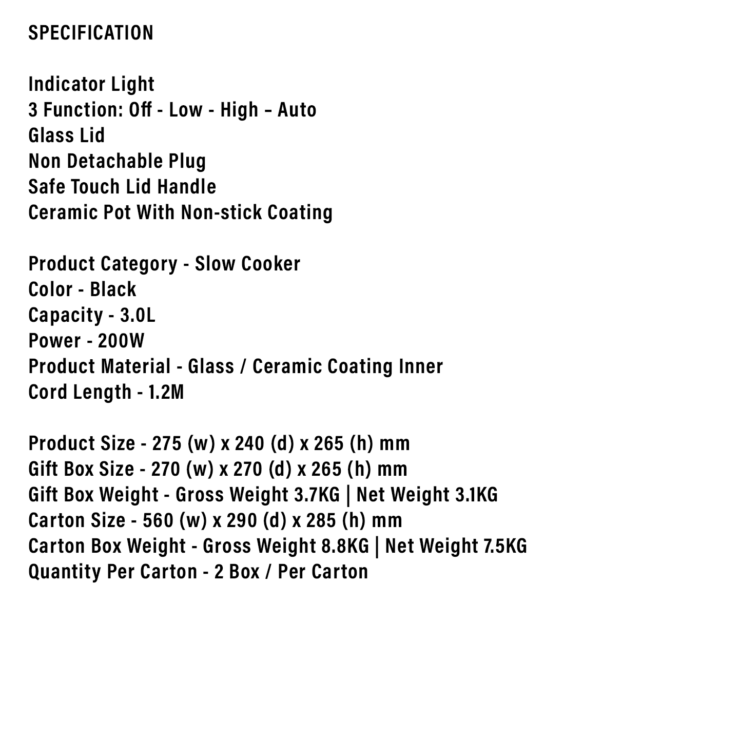 Faber 3.0L Digital Slow Cooker FSC 300BK