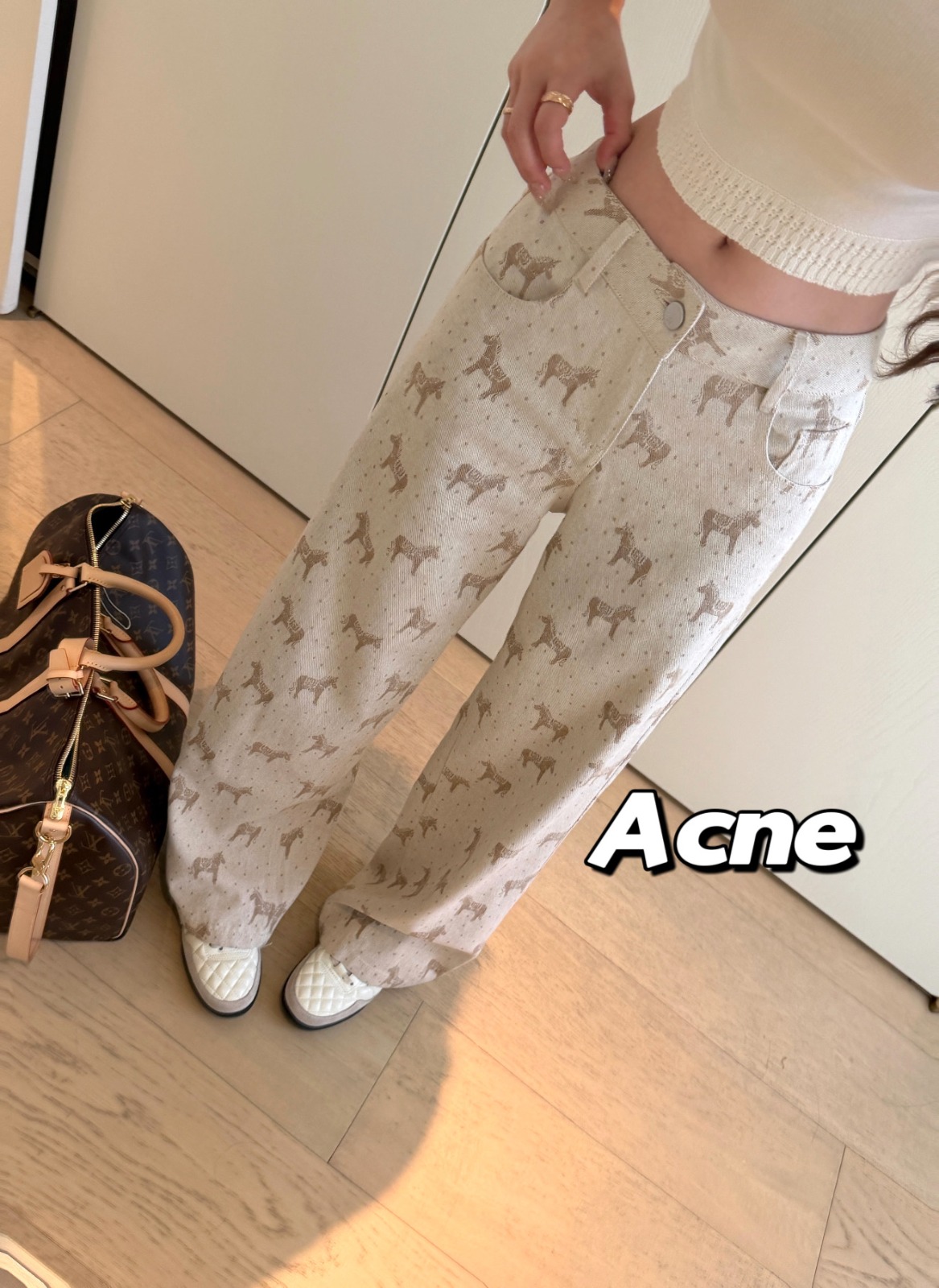Acne Studios 小馬提花直筒闊腿褲