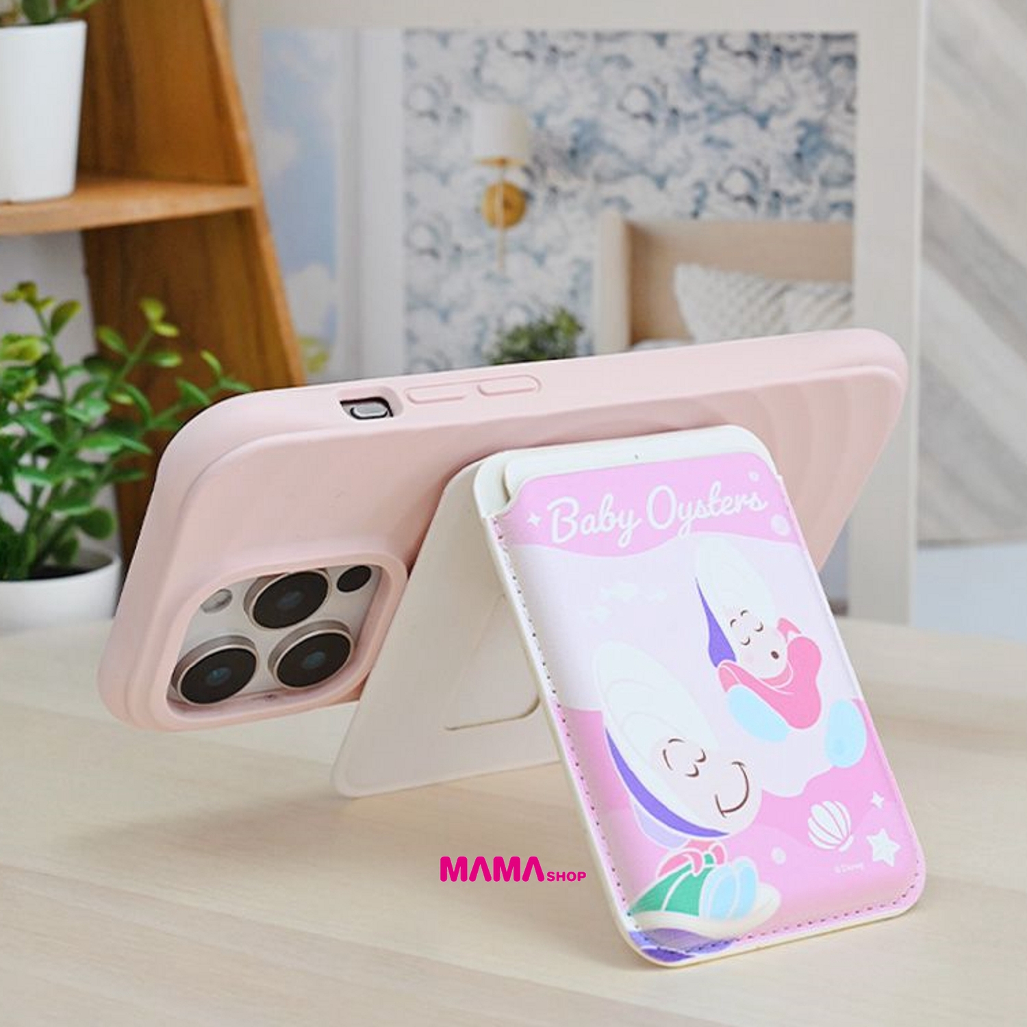 台灣直送愛麗絲夢遊仙境小牡蠣系列磁吸摺疊卡套手機支架