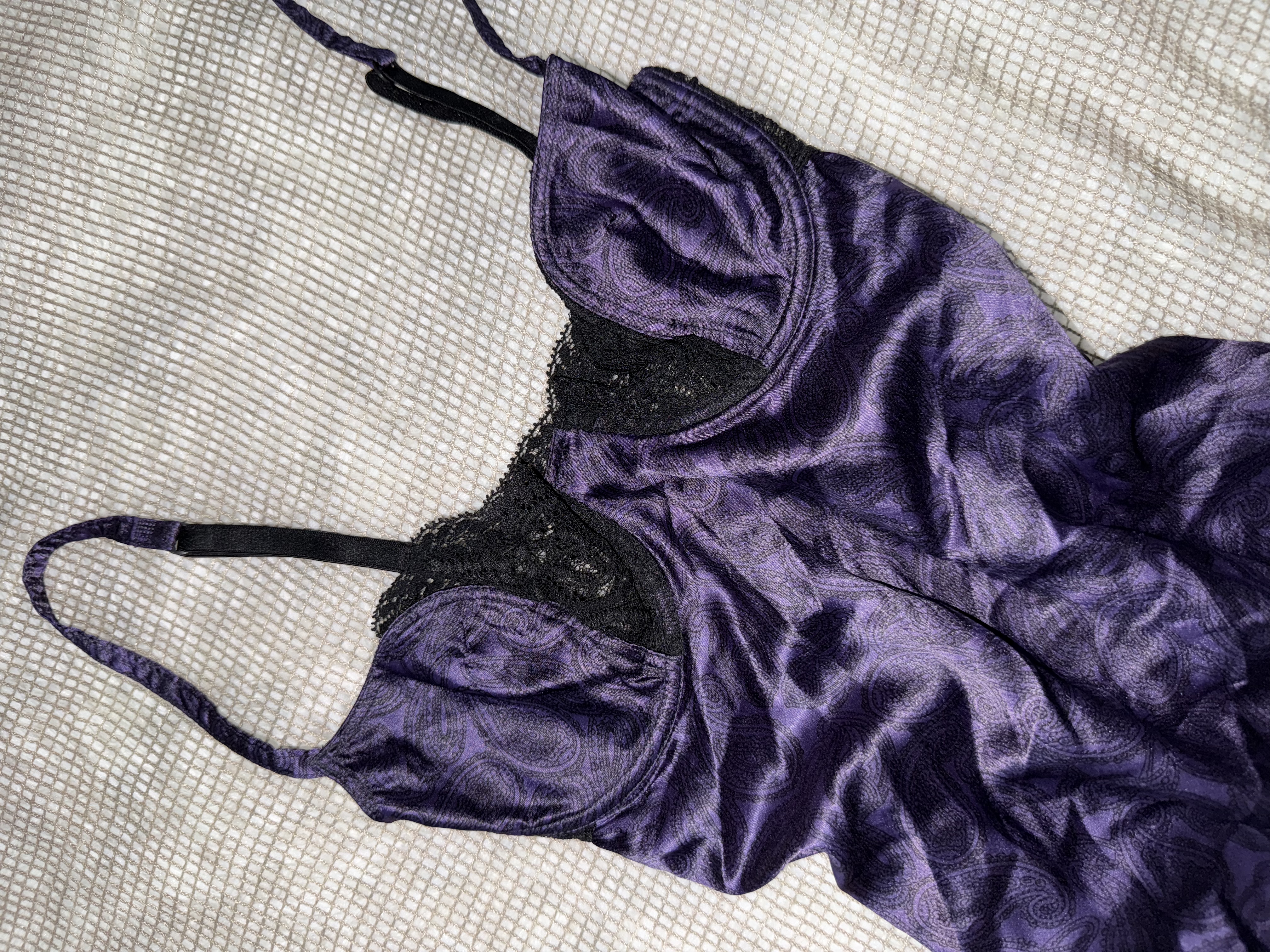 Gothic Satin Bustier Paisley Print Slip Dress