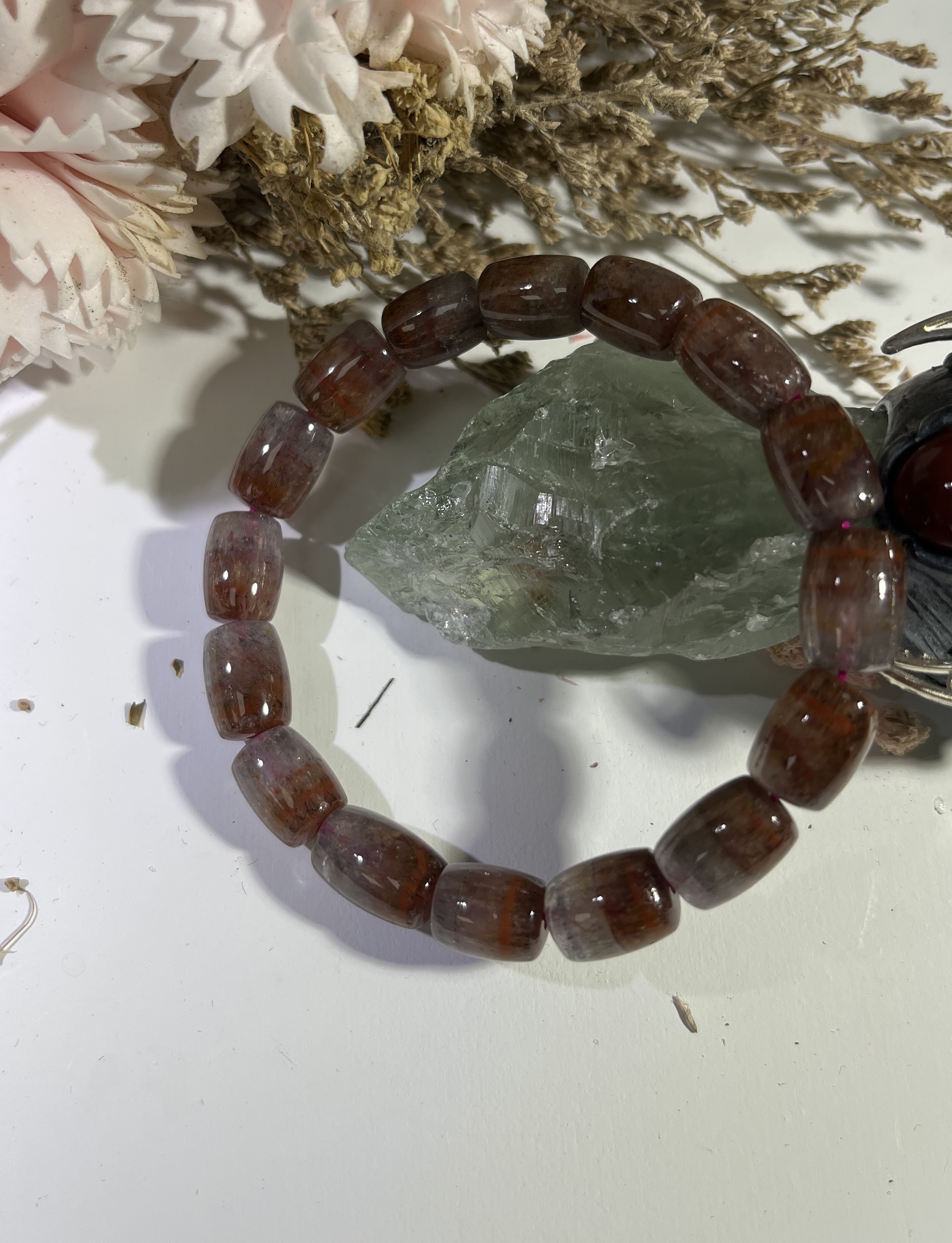 透體紅極光桶珠 8m+