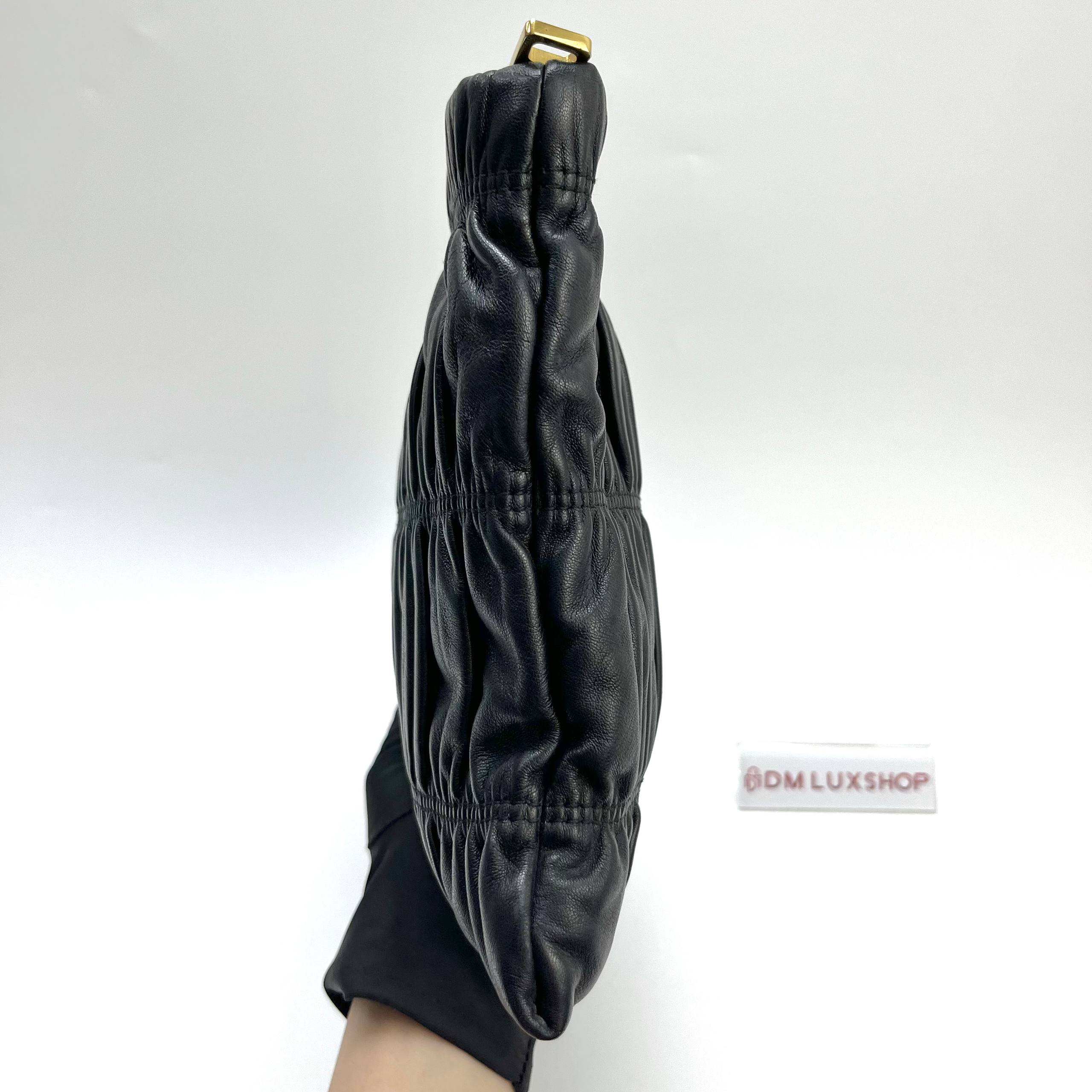 Prada Black Leather Clutch GHW